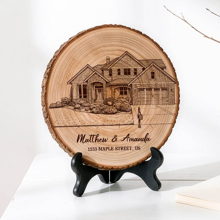 Custom Home Sweet Home Sketch Line Art Gifts For Couple, Family - Personalized Wooden Plaque 2