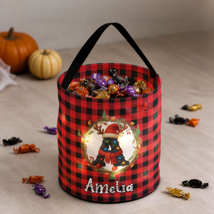 Custom Initial Letter Christmas Gift Bag, Christmas Bag With Name, Holiday Gift Bag, Santa Gift Bag, Family Christmas Sack - Personalized Basket 5