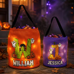 Custom Initial Letter Trick Or Treat Bag, Personalized Halloween Bucket, Led Light Halloween Party Bag For Kids - Personalized Halloween Basket 2