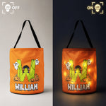 Custom Initial Letter Trick Or Treat Bag, Personalized Halloween Bucket, Led Light Halloween Party Bag For Kids - Personalized Halloween Basket 4