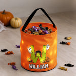 Custom Initial Letter Trick Or Treat Bag, Personalized Halloween Bucket, Led Light Halloween Party Bag For Kids - Personalized Halloween Basket 6