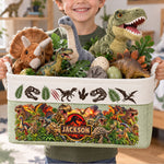 Custom Kid Name Dinosaur Jurassic T-Rex Boys Room Decor Toddler - Personalized Storage Basket 2
