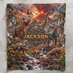 Custom Kid Name Dinosaur Jurassic T-Rex - Custom Blanket 6