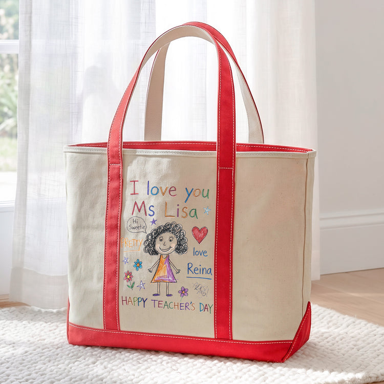 Custom Kids Drawing, Kid Art Bag, Mother’S Day Gift, Teacher, Grandma Thank You Gifts - Personalized Tote Bag 5