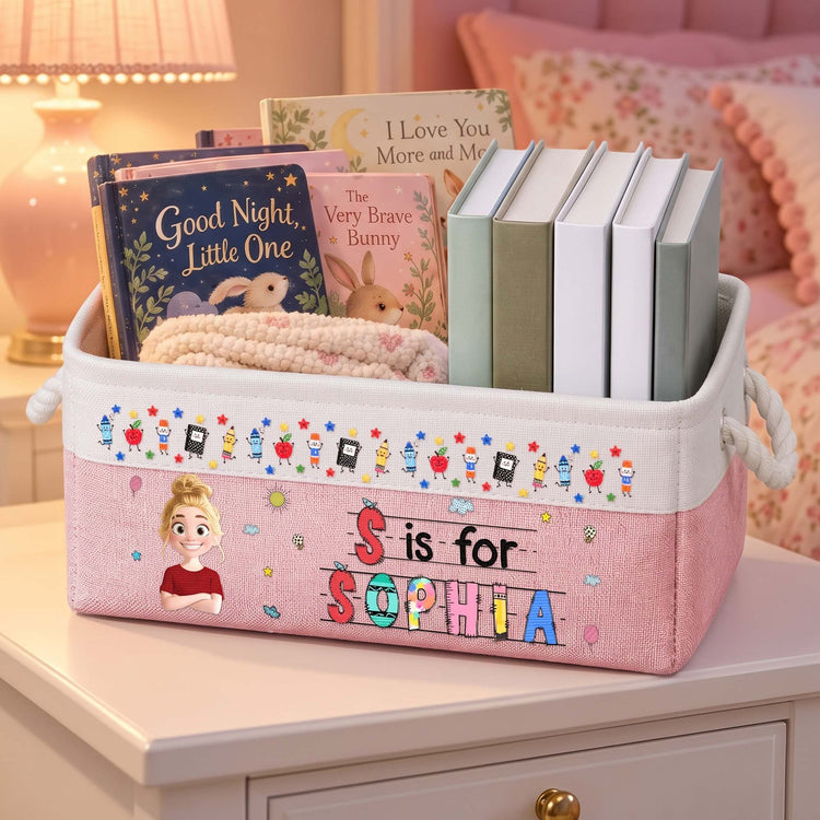 Custom Kids Name Cute Cartoon - Personalized Storage Basket 1