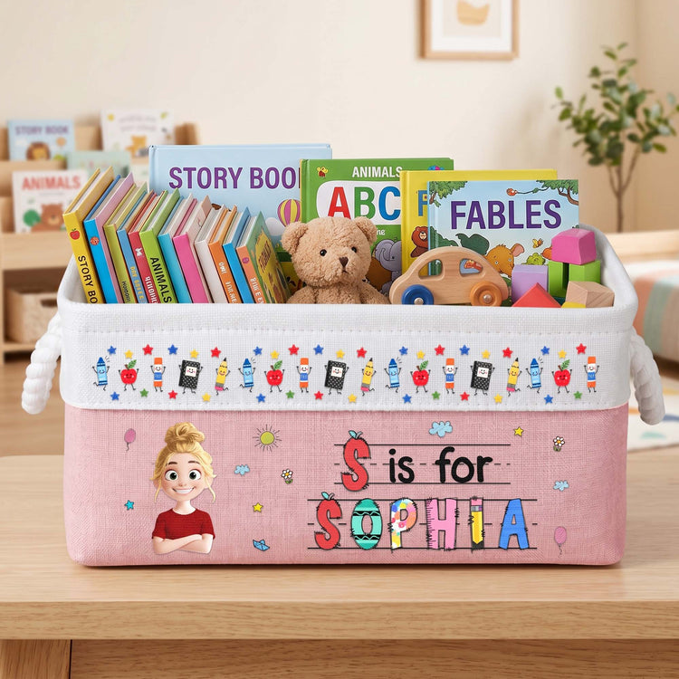 Custom Kids Name Cute Cartoon - Personalized Storage Basket 4