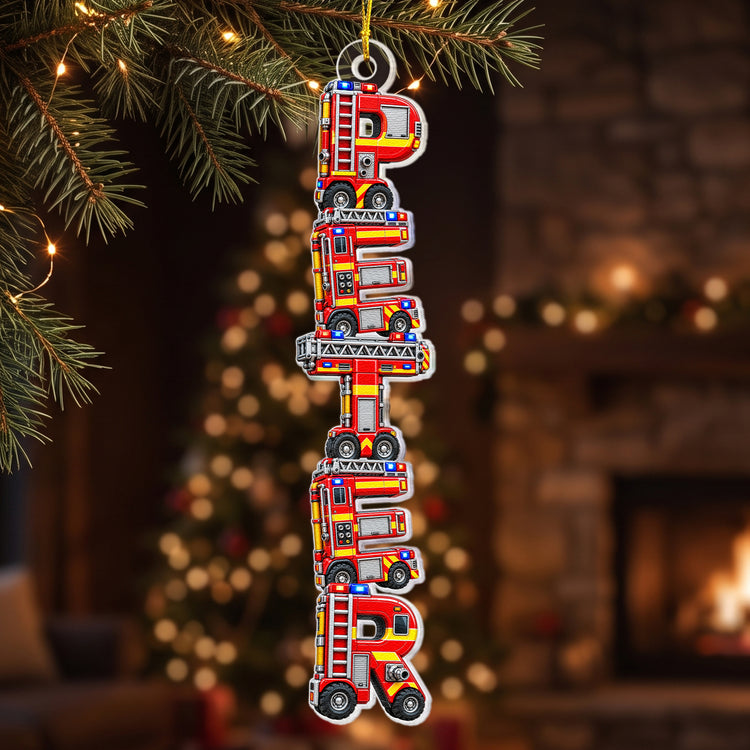 Custom Kid's Names - Construction Vehicle, Firefighter, Police - Personalized Ornament 3