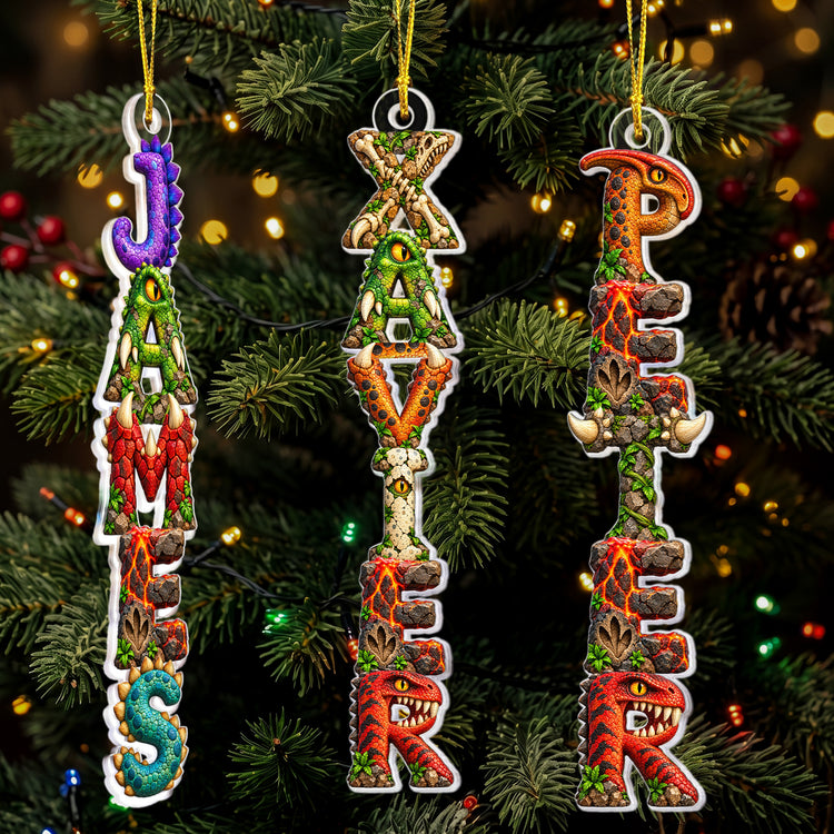 Custom Kid's Names - Dinosaur Jurrasic Lovers For Boy, Son, Grandson - Personalized Ornament 1