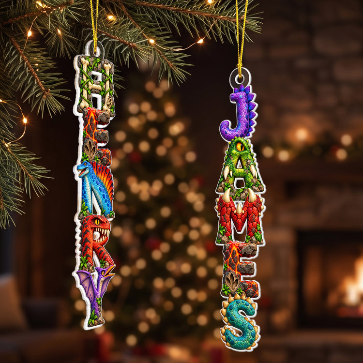 Custom Kid's Names - Dinosaur Jurrasic Lovers For Boy, Son, Grandson - Personalized Ornament 2