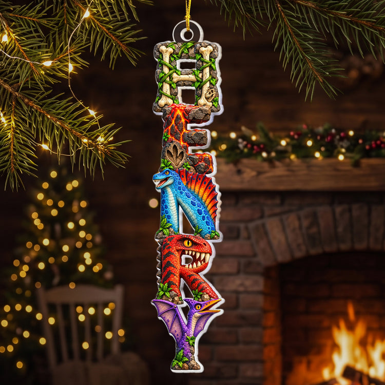 Custom Kid's Names - Dinosaur Jurrasic Lovers For Boy, Son, Grandson - Personalized Ornament 3