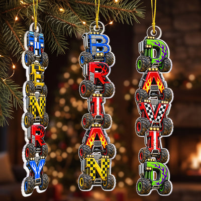Custom Kid's Names - Monster Truck Lovers For Boy, Son, Grandson - Personalized Ornament