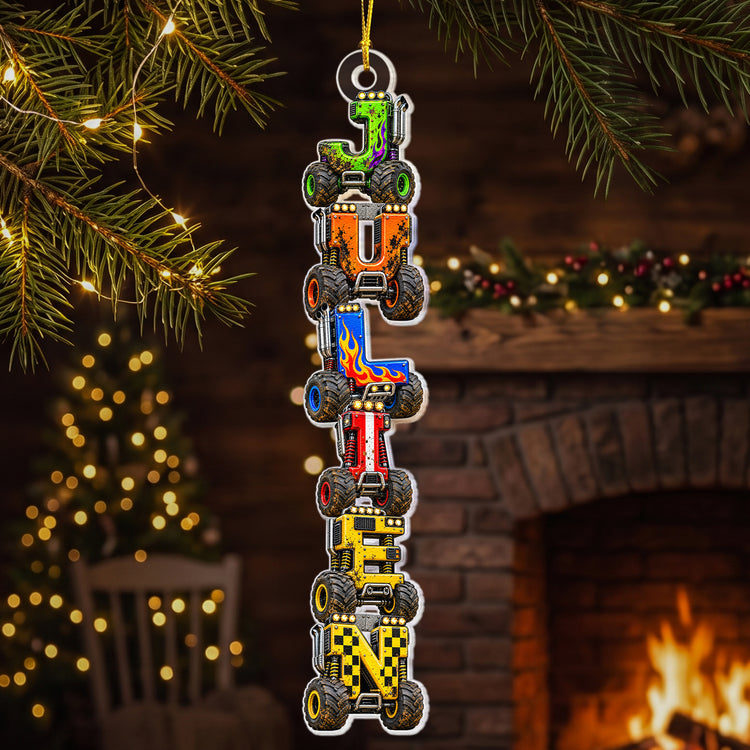 Custom Kid's Names - Monster Truck Lovers For Boy, Son, Grandson - Personalized Ornament 3