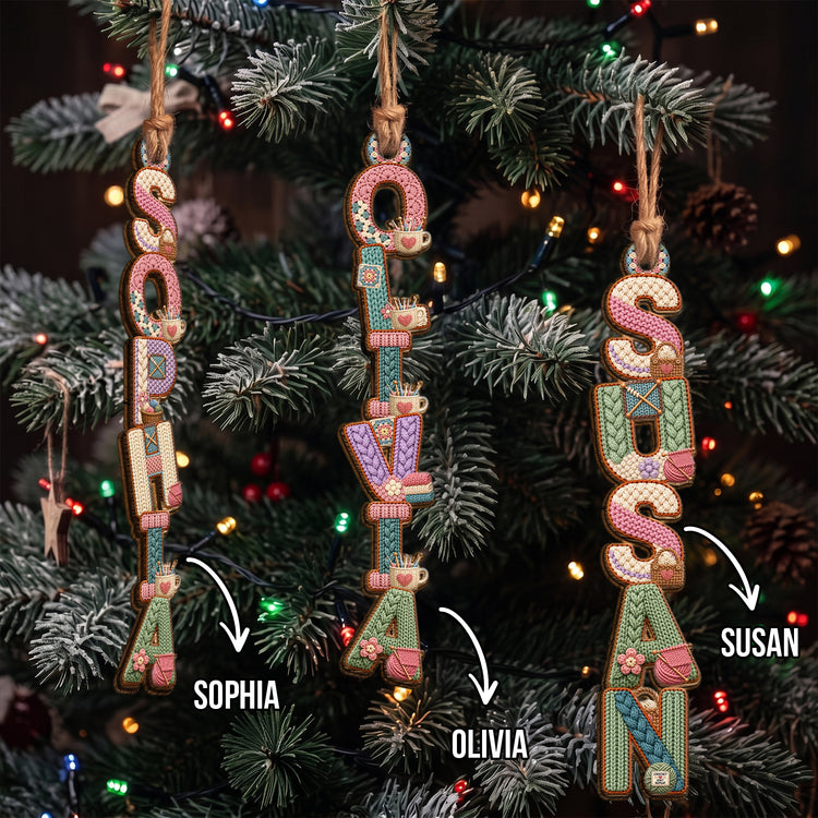 Custom Letter With Name For Knitting Lovers Crocheting Lovers - Personalized Ornament 2
