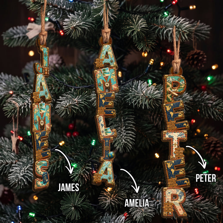 Custom Letter With Name For Travelers - Personalized Ornament 2