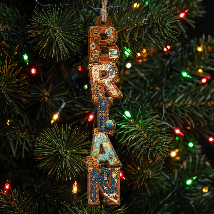 Custom Letter With Name For Travelers - Personalized Ornament 4