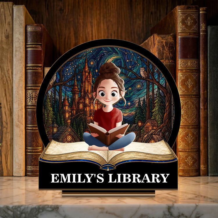 Custom Library, Book Nook For Book Worm - Personalized Wooden Plaque 1