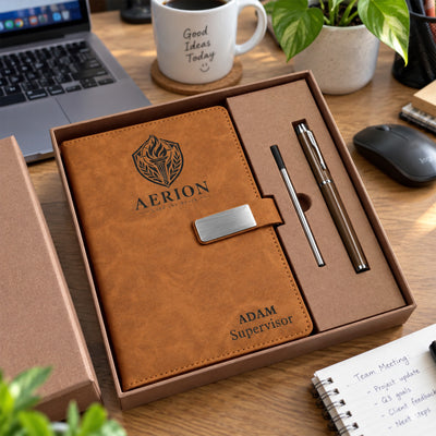 Custom Logo Gifts For Coworkers, Employees, Clients, Business Partners & Company Events - Personalized Notebook Set