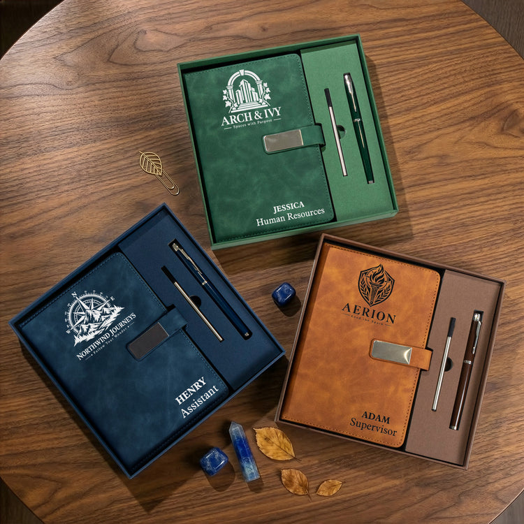 Custom Logo Gifts For Coworkers, Employees, Clients, Business Partners & Company Events - Personalized Notebook Set 4