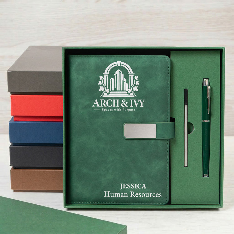 Custom Logo Gifts For Coworkers, Employees, Clients, Business Partners & Company Events - Personalized Notebook Set 8
