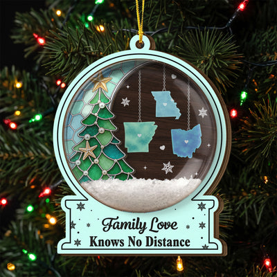 Custom Long Distance Christmas Birthday Gifts For Mom, Dad, Brother, Sister Connected By Heart Never Apart - Personalized Ornament