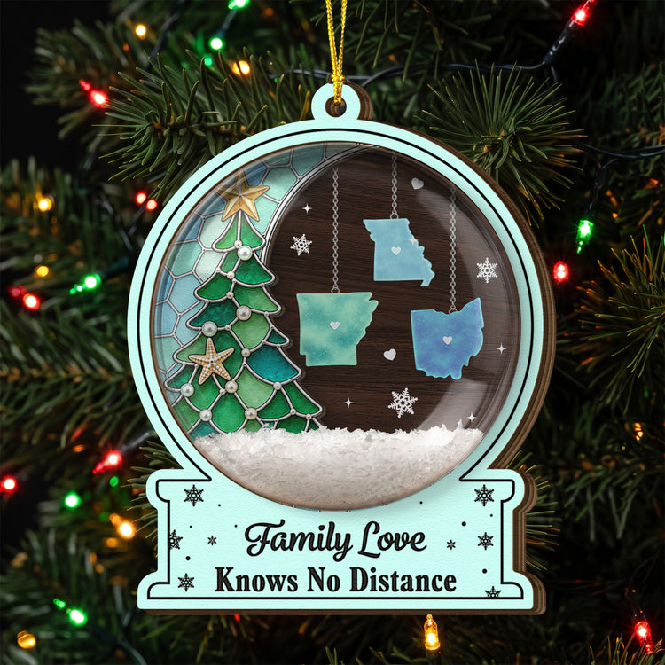 Custom Long Distance Christmas Birthday Gifts For Mom, Dad, Brother, Sister Connected By Heart Never Apart - Personalized Ornament 1