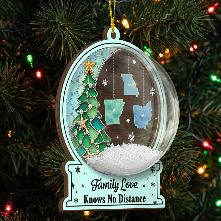 Custom Long Distance Christmas Birthday Gifts For Mom, Dad, Brother, Sister Connected By Heart Never Apart - Personalized Ornament 2