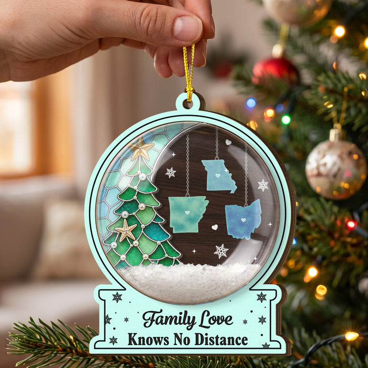 Custom Long Distance Christmas Birthday Gifts For Mom, Dad, Brother, Sister Connected By Heart Never Apart - Personalized Ornament 3