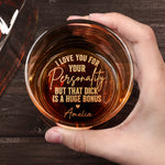 Custom Monogram Letter Love You For Your Personality Gifts For Men - Personalized Whiskey Glass 3