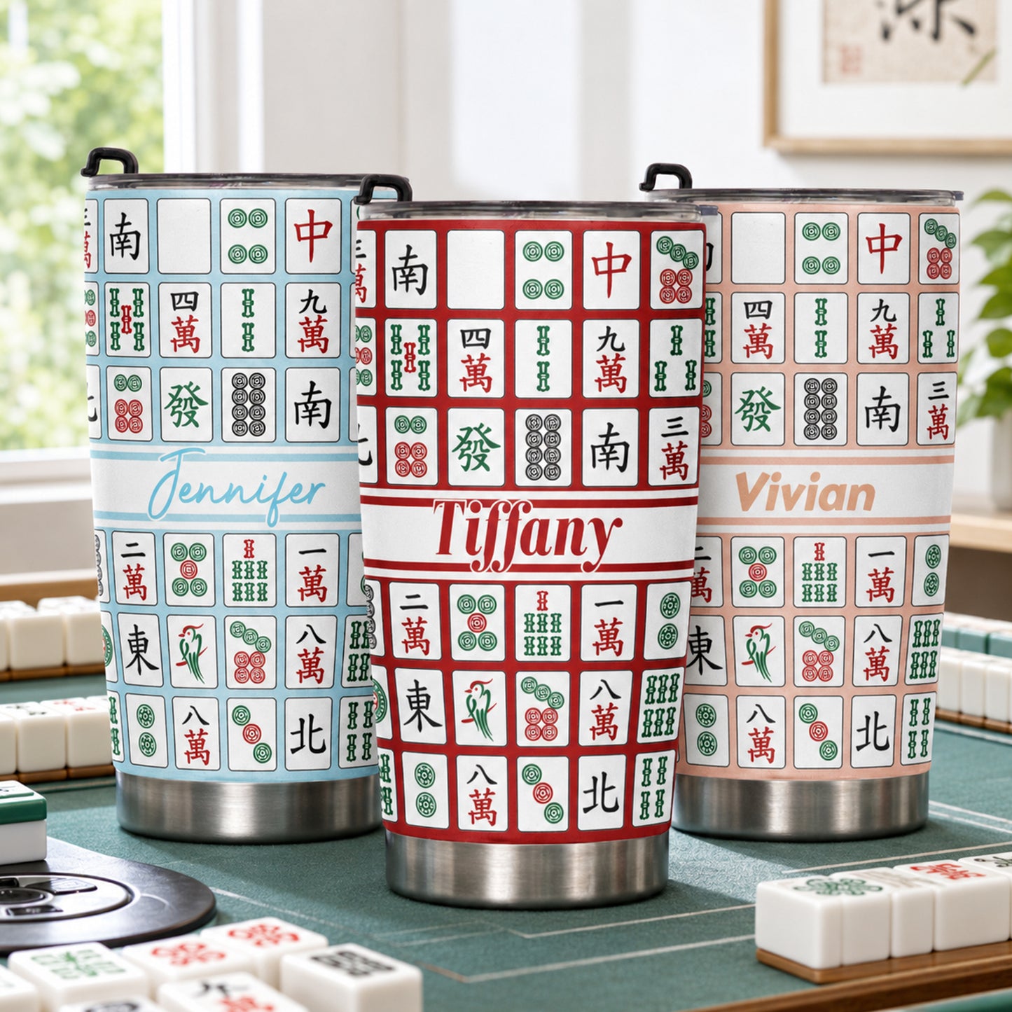 Custom Monogram, Name Gift For Mahjong Lovers - Personalized Tumbler 1