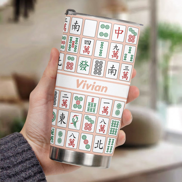 Custom Monogram, Name Gift For Mahjong Lovers - Personalized Tumbler 3