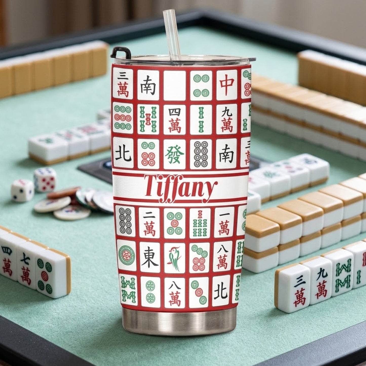 Custom Monogram, Name Gift For Mahjong Lovers - Personalized Tumbler 4