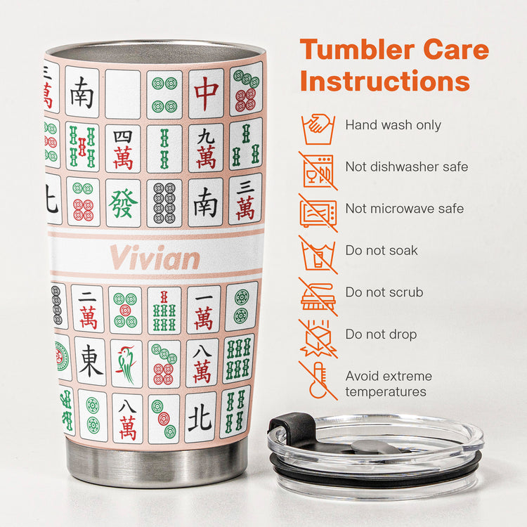 Custom Monogram, Name Gift For Mahjong Lovers - Personalized Tumbler 5