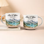 Custom Mountain Outdoorsy Couple Names Date Anniversary For Nature Lovers - Personalized Mug 2