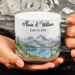 Custom Mountain Outdoorsy Couple Names Date Anniversary For Nature Lovers - Personalized Mug 3