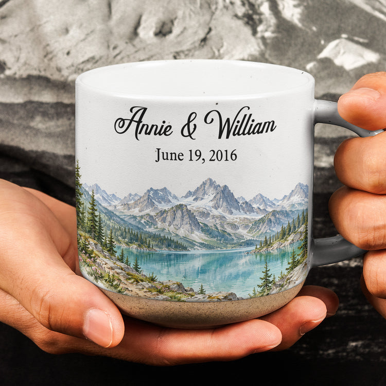 Custom Mountain Outdoorsy Couple Names Date Anniversary For Nature Lovers - Personalized Mug 3