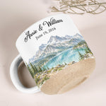 Custom Mountain Outdoorsy Couple Names Date Anniversary For Nature Lovers - Personalized Mug 4