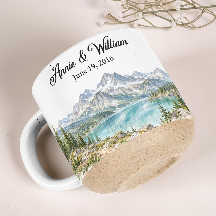 Custom Mountain Outdoorsy Couple Names Date Anniversary For Nature Lovers - Personalized Mug 4