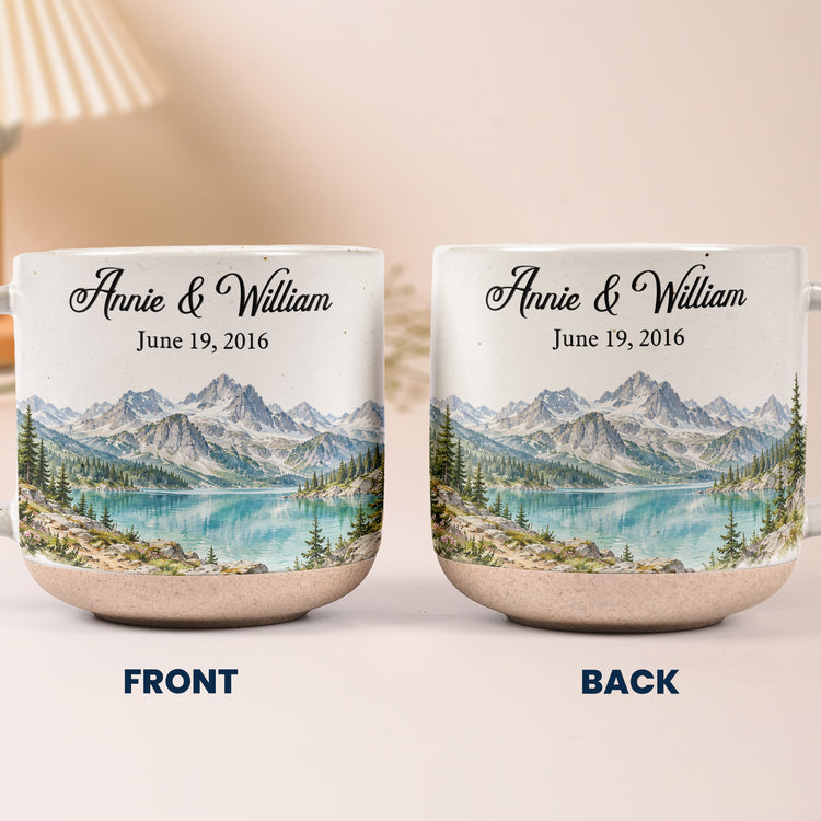 Custom Mountain Outdoorsy Couple Names Date Anniversary For Nature Lovers - Personalized Mug 6