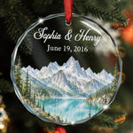Custom Mountain Outdoorsy Couple Names Date Anniversary For Nature Lovers - Personalized Ornament 4