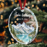 Custom Mountain Outdoorsy Couple Names Date Anniversary For Nature Lovers - Personalized Ornament 5