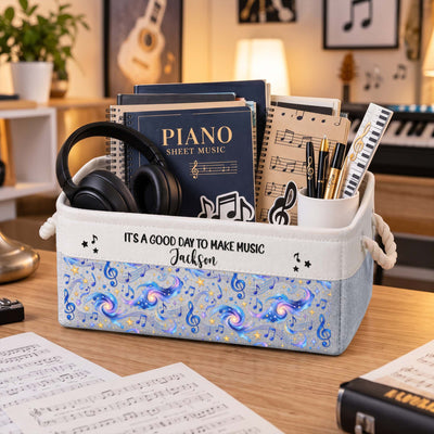 Custom Music Gift For Musicians Boy, Girl, Daughter, Son - Personalized Storage Basket