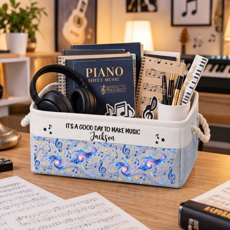 Custom Music Gift For Musicians Boy, Girl, Daughter, Son - Personalized Storage Basket 1