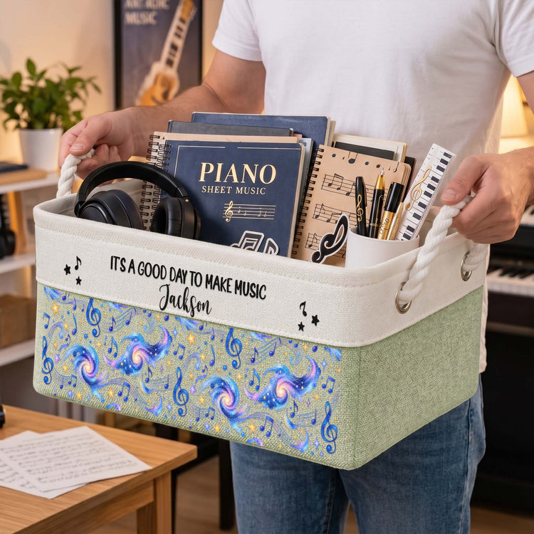 Custom Music Gift For Musicians Boy, Girl, Daughter, Son - Personalized Storage Basket 3