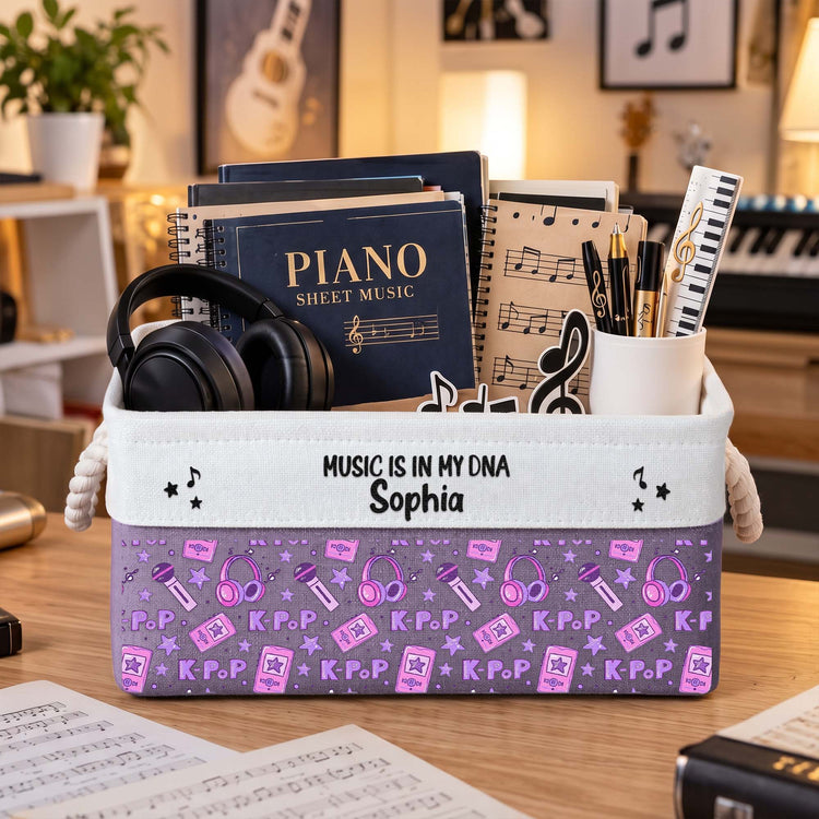 Custom Music Gift For Musicians Boy, Girl, Daughter, Son - Personalized Storage Basket 4