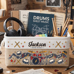 Custom Music Lovers Drums Gift For Drummers Boy, Girl, Daughter, Son - Personalized Storage Basket 4