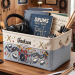 Custom Music Lovers Drums Gift For Drummers Boy, Girl, Daughter, Son - Personalized Storage Basket 5