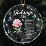 Custom Name & Birth Flower Bible Verse Christmas Glass Ornament For Her - Personalized Ornament 1