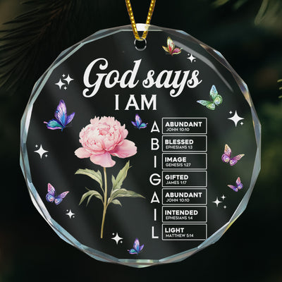 Custom Name & Birth Flower Bible Verse Christmas Glass Ornament For Her - Personalized Ornament