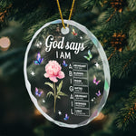 Custom Name & Birth Flower Bible Verse Christmas Glass Ornament For Her - Personalized Ornament 4