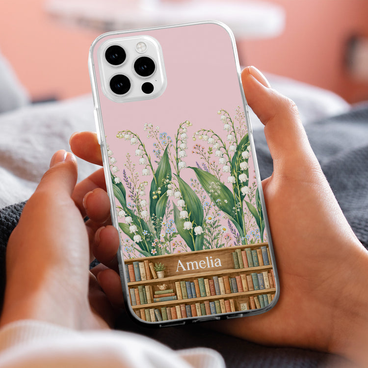 Custom Name & Birth Flower Book Lovers Gifts For Her, Friends, Sisters - Personalized Phone Case 3